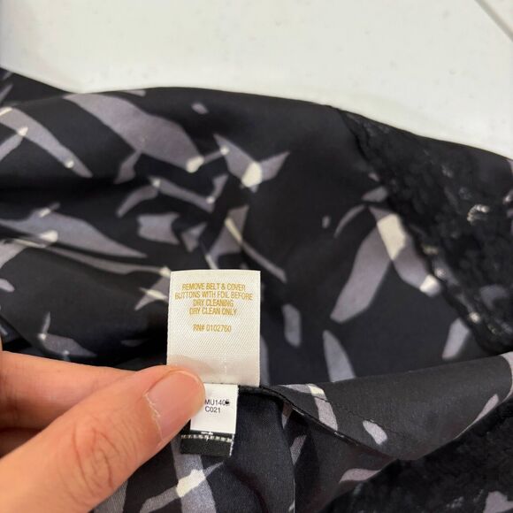 Kate Spade Nelli 100% Silk Fit Flare Dress sz 2 Black Gray Abstract Print Career - Picture 11 of 14